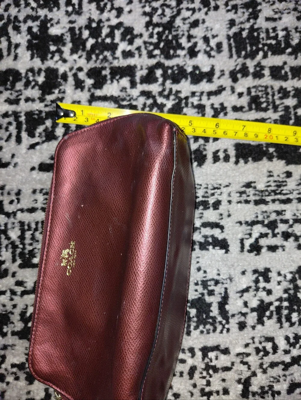 Coach Metallic Plum Cherry Leather Cosmetic Case 17 Makeup Pouch F53387 CC
